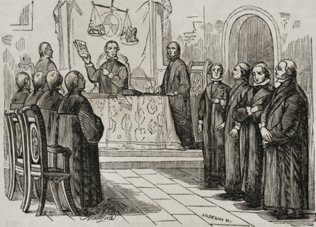 The conspiracy of El Escorial (1807): The El Escorial ruling, Spain, (1851).  Creator: Unknown.