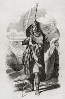 Pelagius of Asturias, Visigoth nobleman, 1852.  Creator: Unknown.
