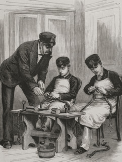 Prince Albert Victor and Prince George on board the frigate HMS Britannia, c1877. Creator: Unknown.