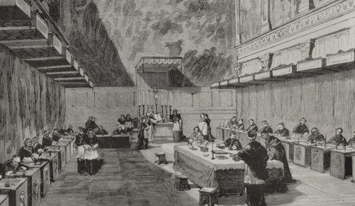 The conclave for the election of Pope Leo XIII, Rome, 1878.  Creator: Unknown.
