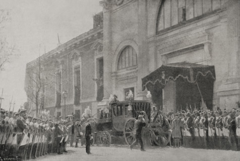 The Opening of the Parliament in the Senate (20 April 1898): Arrival of Queen Regent Maria...1898. Creator: Enrique Laporta Valor.