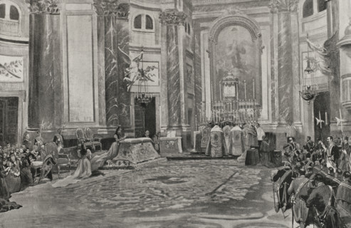 Thanksgiving for the 'pacification' of the Philippines, Madrid, Spain, 24 January 1898.  Creator: Enrique Laporta Valor.