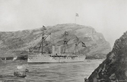 Spanish-American War (1898): Spanish cruiser "Reina Mercedes", 1898.  Creator: Enrique Laporta Valor.