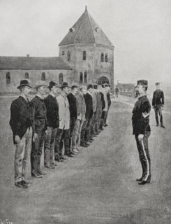Spanish-American War: US war preparations following the sinking of the "Maine", 1898.  Creator: Unknown.