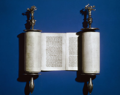 Torah: Scroll of the Law and silver scroll holder, 2008. Creator: Unknown.