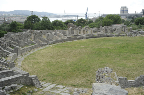 Partial view of the amphitheater ruins, ancient city of Salona, Solin, Croatia, 2018.  Creator: Unknown.