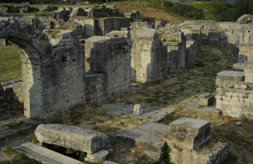 Partial view of the amphitheater ruins, ancient city of Salona, Solin, Croatia, 2018.  Creator: Unknown.