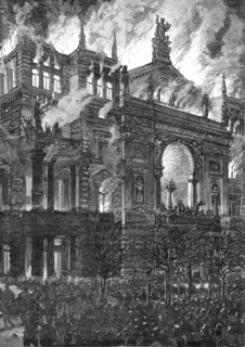 Burning of the Ring Theatre at Vienna drawn by J. Schonberg from a sketch by Mangold of Vienna, 1881 Creator: Unknown.