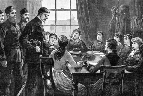 The State of Ireland: dispersing a Ladies' Land League Meeting, 1881. Creator: William Heysham Overend.