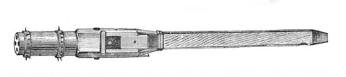 The "Holy-Water Sprinkler" (mace, combined with four pistol-barrels), 15th century, (1881). Creator: Unknown.