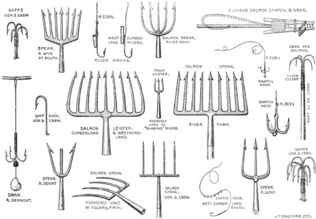 The International Fisheries Exhibition: salmon-poaching implements: Mr. Ffennell's Collection, 1883. Creator: Unknown.