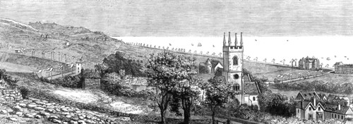 Improvements on the Kentish coast: view looking from Hythe eastward to Sandgate, 1881. Creator: W. G. Kemp.