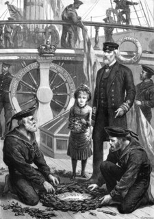 The Anniversary of Trafalgar on board the old Victory at Portsmouth, 1881. Creator: W. I. Mosses.