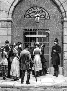 Waiting to see the prisoners: a sketch at Kilmainham Jail, Dublin, 1881. Creator: Unknown.