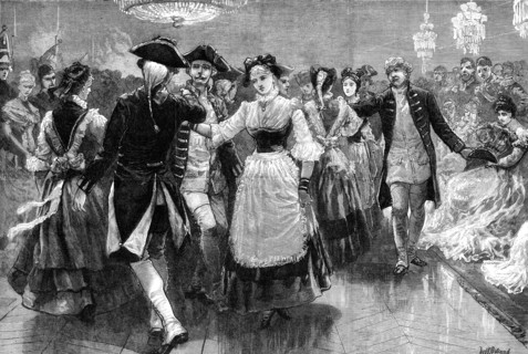 Royal Marriage Festivities at Berlin: costume quadrille danced before the Emperor and Empress, 1881. Creator: William Heysham Overend.