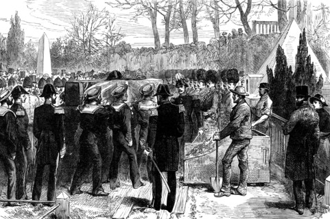 Interment of the remains of Lieutenant John Irving, R.N., in the Dean Cemetery, Edinburgh, 1881. Creator: Unknown.