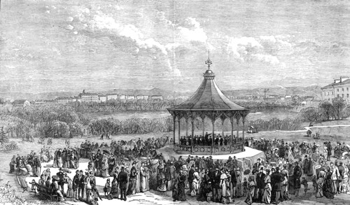 The George Stephenson Centenary at Newcastle-On-Tyne: view in the Leazes Park, 1881. Creator: Unknown.
