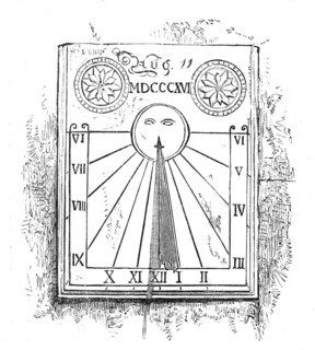 George Stephenson, Father of Railways: dial over the door of Stephenson's cottage..., 1881. Creator: Unknown.
