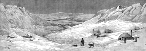 The American Franklin Search Expedition - scene on Hayes River, Big Bend, May 19, 1879, (1881). Creator: Unknown.