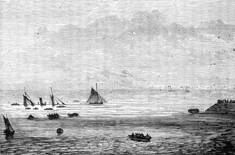 Wreck of the mail-packet Caledonia at St. Helier's, 1881. Creator: Unknown.