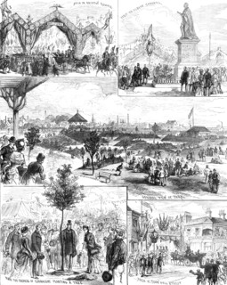 The Duke and Duchess of Connaught opening the People's Park at Great Grimsby, 1883. Creator: Unknown.