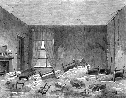Effects of Flood at Lambeth during the Storm: room in Princes-Square, Lambeth, 1881. Creator: Unknown.
