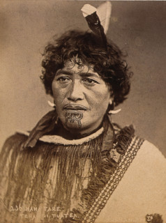New Zealand: a Maori chief, 19th century. Creator: Pulman Photo.