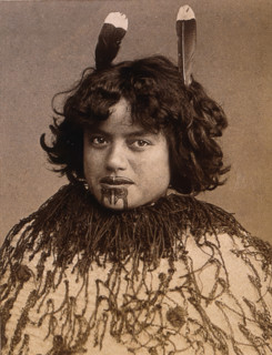 New Zealand: a Maori woman, 19th century. Creator: Pulman Photo.
