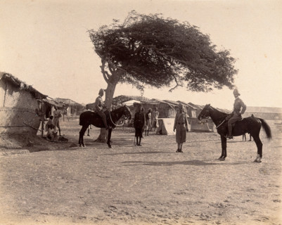 Officers on horseback in the Nusserpuri camp, set up as part of the Karachi Plague..., 1897. Creator: Unknown.