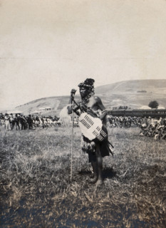Natal, South Africa: an African man acting as the official witness at a Zulu wedding at Henley, 1905 Creator: Agnes Henderson.
