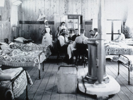 Gloucester smallpox epidemic, 1896: a ward in the isolation hospital, 1896. Creators: HCF of Gloucester, Unknown.