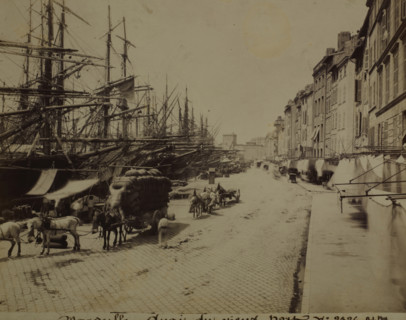 Street along the waterfront, Marseille Old Port, between 1870-1890. Creator: Unknown.