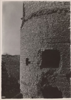 Castle - fragment of the lower parts of the cylindrical tower, Bedzin, 1924. Creator: A Karczewski.