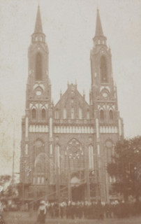 Western façade, Church of St John the Baptist, Sadowne, between 1900-1915. Creator: M Rutkowski.