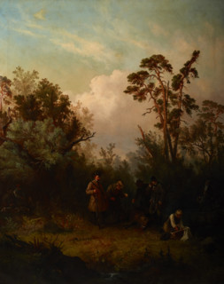 Boar-Hunting, 1857. Creator: Franciszek Kostrzewski.