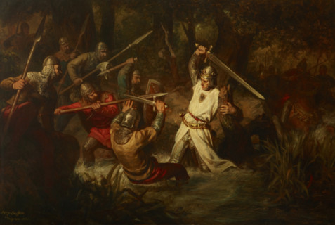 Emperor Rudolf I in the Battle of Marchfeld, 1860. Creator: Leopold Loeffler.