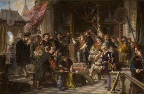 Presenting the Fowler to the Shooting Brotherhood, c1872. Creator: Wladyslaw Luszczkiewicz.