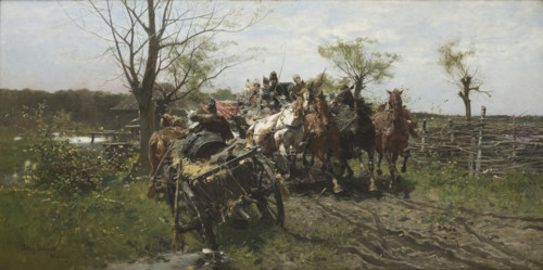 Meeting on a Bridge, 1884. Creator: Jozef Brandt.