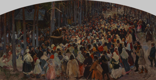 Sermon at the Church Fair at Kalwaria, 1906. Creator: Julian Falat.