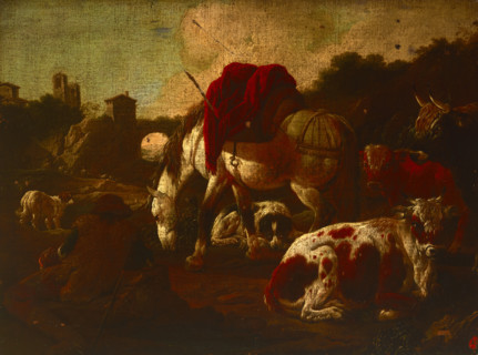 Saddled Horse and Cattle, 18th century. Creator: Unknown.
