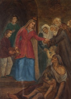 King Jadwiga Distributung Bread to the Poor, 1853. Creator: Maksymilian Cercha.