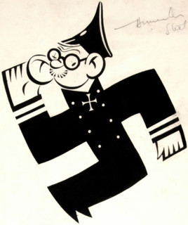 'Furtive Fritz is always listening. Be careful...', swatika, WWII poster, between 1939 and 1946. Creators: Central Office of Information, Unknown.