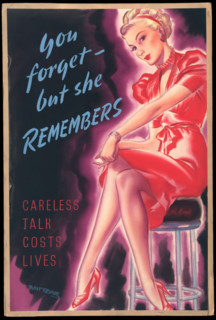 'Careless Talk Costs Lives - You Forget, But She Remembers', World War II poster, c1939-c1945. Creator: Whitear.