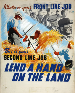 'Lend A Hand On The Land - This Is Your Second Line Job', World War II poster, c1939-c1945. Creator: William Showell.
