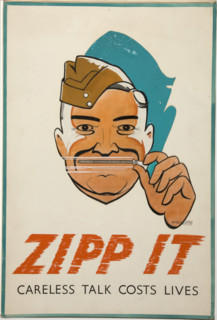 'Zipp it. Careless Talk Costs Lives', poster, World War II, c1939-c1945. Creator: Radcliffe.