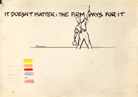 'It doesn't matter the firm pays for it', British poster advocating fuel economy, WWII, c1939-c1945. Creator: Cyril Kenneth Bird.