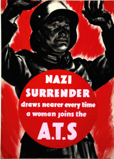 'Nazi surrender draws nearer every time a woman joins the A.T.S', WWII poster, between 1939 & 1946. Creators: Central Office of Information, Unknown.