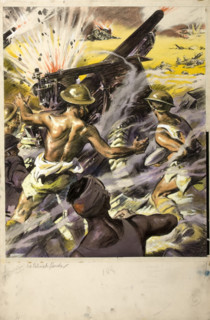 Battle scene, between 1939 and 1946. Creators: Central Office of Information, John Nunney.