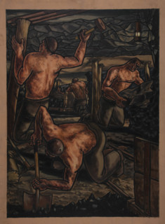 Industrial Coal mine scene, between 1939 and 1946. Creators: Central Office of Information, George Bissill.