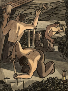 Industrial Coal mine scene, between 1939 and 1946. Creators: Central Office of Information, George Bissill.
